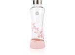 Trinkflasche EQUA "Urban Jungle - Magnolia", rosa (transparent, rosa), H:24cm, Borosilikatglas, Trinkflaschen, Trinkflasche, Borosilikatglas, 550 ml