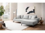 Ecksofa HOME AFFAIRE "TVINNU, L-Form, 275cm, in Cord und Leinenoptik", grau (hellgrau), B:275cm H:83cm T:173cm, Sofas, Ecksofa, wahlweise Recamiere rechts/links, schwarze Füße, bequemer Sitzkomfort