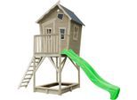 Spielhaus EXIT "Crooky 700", grau (grau, beige), Spielhäuser, KinderB:391cm H:281cm T:184cm, Holz, Spielhaus, B:391cm H:281cm T:184cm