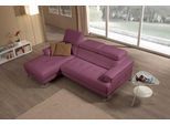 Ecksofa EGOITALIANO "Soul, Design und Sitzkomfort auf hohem Niveau, tolle Details, L-Form", lila (violett), B:250cm H:99cm T:166cm, Leder NUVOLE (Echtes Rindsleder). Halbnatürliches, halbnarbiges Rindsleder mit einer natürlichen Körnung von 1, 2 bis 1, 4 mm. Dieses Leder hat eine weiche, wachsartige Haptik mit mattem Aussehen und einem Wolkeneffekt. Es handelt sich um ein Naturleder, das die urspr