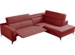 Ecksofa EGOITALIANO "Edith, Designsofa mit hohem Sitzkomfort, Breite 269cm, L-Form", rot (kirschrot), B:269cm H:96cm T:203cm, Leder »BULL« (echtes Rindsleder). Geschliffenes, pigmentiertes und behandeltes Rindsleder mit einer Dicke von 1, 3-1, 5 mm. Dieses Leder zeigt eine ziemlich weiche Hand mit einem halb undurchsichtigen Aussehen. Es handelt sich um ein geschütztes Leder. Eine leichte Deckschi