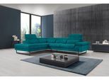 Ecksofa EGOITALIANO "Queenie, extravagantes Sofa mit erstklassigem Sitzkomfort, L-Form", blau (teal), B:284cm H:95cm T:108cm, Luxus-Microfaser (100% Polyester) Leder »BULL« (echtes Rindsleder). Geschliffenes, pigmentiertes und behandeltes Rindsleder mit einer Dicke von 1, 3-1, 5 mm. Dieses Leder zeigt eine ziemlich weiche Hand mit einem halb undurchsichtigen Aussehen. Es handelt sich um ein geschü