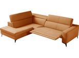 Ecksofa EGOITALIANO "Edith, Designsofa mit hohem Sitzkomfort, Breite 269cm, L-Form", orange, B:269cm H:96cm T:203cm, Leder »BULL« (echtes Rindsleder). Geschliffenes, pigmentiertes und behandeltes Rindsleder mit einer Dicke von 1, 3-1, 5 mm. Dieses Leder zeigt eine ziemlich weiche Hand mit einem halb undurchsichtigen Aussehen. Es handelt sich um ein geschütztes Leder. Eine leichte Deckschicht schüt
