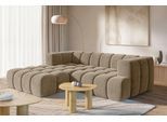 Ecksofa HOMSY BY ANA JOHNSON "»XL« BOUBELLE L-Form extra tief, Design: Bubble-Optik, Breite 247cm", beige (hellbraun), B:247cm H:75cm T:191cm, 100% Polyester, Sofas, Ecksofa, hoher Sitzkomfort dank Wellenunterfederung, XL Sitztiefe 100 cm