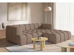 Ecksofa HOMSY BY ANA JOHNSON "»XL« BOUBELLE L-Form extra tief, Design: Bubble-Optik, Breite 247cm", braun, B:247cm H:75cm T:191cm, 100% Polyester, Sofas, Ecksofa, hoher Sitzkomfort dank Wellenunterfederung, XL Sitztiefe 100 cm