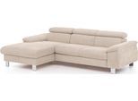 Ecksofa COTTA "Komaris L-Form, B: 244 cm", beige, B:244cm H:72cm T:166cm, Microfaser PRIMABELLE (100% Polyester);Kunstleder SOFTLUX(100%Polyurethan);Feinstruktur (100% Polyester);Kunstleder SOFTLUX/Struktur (100%Polyurethan, 90%Polyester, 10% Polyacryl), Sofas, Ecksofa, mit Kopfteilverstellung, optional Bettfunktion, Bettkasten & Licht