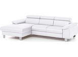 Ecksofa COTTA "Komaris L-Form, B: 244 cm", weiß, B:244cm H:72cm T:166cm, Microfaser PRIMABELLE (100% Polyester);Kunstleder SOFTLUX(100%Polyurethan);Feinstruktur (100% Polyester);Kunstleder SOFTLUX/Struktur (100%Polyurethan, 90%Polyester, 10% Polyacryl), Sofas, Ecksofa, mit Kopfteilverstellung, optional Bettfunktion, Bettkasten & Licht