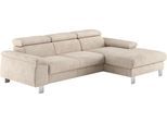 Ecksofa COTTA "Komaris L-Form, B: 244 cm", platinum, B:244cm H:72cm T:166cm, 100% Polyester, Sofas, Ecksofa, mit Kopfteilverstellung, optional Bettfunktion, Bettkasten & Licht