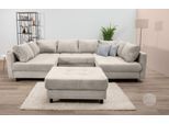 Wohnlandschaft COLLECTION AB "Toni U-Form, B: 298 cm", beige, B:298cm H:44cm T:184cm, 100%Polyester, Sofas, Wohnlandschaft, Set: Sofa & Hocker, 3 Zierkissen, Federkern