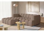 Ecksofa HOMSY BY ANA JOHNSON "»XL« BOUBELLE L-Form extra tief, Design: Bubble-Optik, Breite 247cm", braun, B:247cm H:75cm T:191cm, 100% Polyester, Sofas, Ecksofa, hoher Sitzkomfort dank Wellenunterfederung, XL Sitztiefe 100 cm