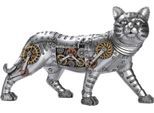 Skulptur GILDE "Figur Katze Steampunk Katze", silber (silberfarben), B:35cm H:23cm T:11cm, Kunstharz, Dekofiguren, Skulptur
