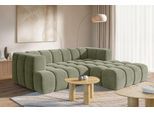 Ecksofa HOMSY BY ANA JOHNSON "»XL« BOUBELLE L-Form extra tief, Design: Bubble-Optik, Breite 247cm", grün, B:247cm H:75cm T:191cm, 100% Polyester, Sofas, Ecksofa, hoher Sitzkomfort dank Wellenunterfederung, XL Sitztiefe 100 cm