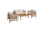 Ambia Garden Gartenset, Creme, Akazie, Textil, 4-teilig, Akazie, Schichtholz, Füllung: Polyester, UV-beständig, Gartenmöbel, Gartenmöbel-Sets