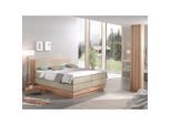Mid.you , Eichefarben, Beige , Textil , Eiche , massiv , H3 + H4 , 7-Zonen , 200x200 cm , FSC , Bettkasten, gepolstertes Kopfteil, Stoffauswahl, Topper durchgehend, Wendematratze mit unterschiedlichen Härtegraden, in verschiedenen Größen erhältlich , Schlafzimmer, Betten, Holzbetten, Holzbetten