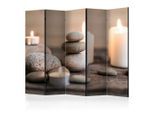 artgeist , Hellgrau, Beige , Holz, Kunststoff, Textil , Kiefer , massiv , Steine , 225x172x3 cm , Motiv auf Vorder- und Rückseite, Akustikschaumstoff , Kleinmöbel, Paravents