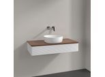 Villeroy und Boch Antao Waschtisch-Unterschrank K09112GF 100x19x50cm, Waschbeckenplattenfarbe warm walnut, glossy white lacquer
