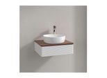 Villeroy und Boch Antao Waschtisch-Unterschrank L07112GF mit Beleuchtung, 1 Auszug, 600 x 190 x 500 mm, Front mit Struktur, Glossy White Lacquer / Warm Walnut