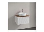 Villeroy und Boch Antao Waschtisch-Unterschrank L29112GF mit Beleuchtung, 1 Auszug, 600 x 360 x 500 mm, Front mit Struktur, Glossy White Lacquer / Warm Walnut