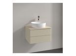 Villeroy und Boch Antao Waschtisch-Unterschrank L18053HJ 60x36x50cm, Hahnloch, Waschbeckenplattenfarbe botticino, silk grey matt lacquer