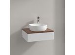 Villeroy und Boch Antao Waschtisch-Unterschrank K07052GF 60x19x50cm, Hahnloch, Waschbeckenplattenfarbe warm walnut, glossy white lacquer
