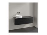 Villeroy und Boch Antao Waschtisch-Unterschrank K22150PD 120x36x50cm, Hahnloch, Waschbeckenplattenfarbe Lack, black matt lacquer