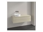 Villeroy und Boch Antao Waschtisch-Unterschrank K22050HJ 120x36x50cm, Hahnloch, Waschbeckenplattenfarbe Lack, silk grey matt lacquer