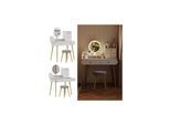 Vicco Schminktisch Edda LED-Spiegel Hocker 100 x 76 cm Weiß Frisiertisch modern