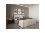 Carryhome Boxbett , Creme , Kunststoff , H3 , 180x200 cm , Bettkasten, gepolstertes Kopfteil, Topper durchgehend, In verschiedenen Grössen erhältlich, Matratze geteilt , Schlafzimmer, Betten, Doppelbetten