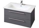 Waschtisch WELLTIME "Torino", grau (grau, matt), B:80cm H:55cm T:45cm, Waschtische, Waschtisch, Badmöbel in Breite 80 cm