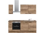 Küchenzeile NOBILIA "Structura I", NEU: individuell anpassbar mit gratis Profi-Beratung", braun (küche: braun, korpus: eiche havanna nachbildung, arbeitsplatte: eiche havanna nachbildung), B:210,3cm H:216,6cm T:60cm, Komplettküchen-Sets, Küchenzeile, vormontiert, Breite 210 cm, Ausrichtung wählbar, wahlw. mit E-Geräten