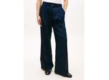 Bundfaltenhose TOMMY HILFIGER "LINEN BLEND WIDE LEG PANT", Damen, Gr. 38, N-Gr, blau (schwarz night navy), Web, Obermaterial: 43% Polyester, 32% Leinen, 24% Viskose, 1% Elasthan, unifarben, lässig geschnitten lang, Hosen, mit Bügelfalten & passendem Gürtel