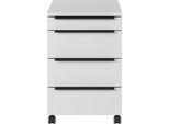 Rollcontainer GERMANIA "Mailand, mit 4 Schubladen, optional mit Schubladendämpfung", grau (lichtgrau), B:42cm H:63cm T:60cm, Holzwerkstoff, Rollwagen, Rollcontainer, Utensilienfach, 42x63 cm, Made in Germany