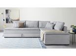 Ecksofa HOME AFFAIRE "Night & Day L-Form, B: 321 cm, mit Dauer-Schlaffunktion 180x200 cm", grau, B:321cm T:218cm, 100% Polyester, Sofas, Ecksofa, Bettfunktion, Bettkasten, Topper & 3 Zierkissen, Boxspringbett in Cord