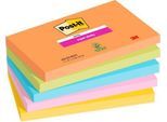 Post-it Super Sticky Notes 655-RSS8COL farbig, 127 x 76 mm, extra starke Haftung auf vielen Flächen, repositionierbar & rückstandsfrei ablösbar, PEFC