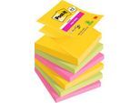 Post-it Super Sticky Z-Notes R330-SSCARN-P4+2, Carnival-Farben, 76x76 mm, Einhand-Entnahme, extra stark haftend, 100% Recyclingpapier, PEFC