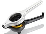 Zitruspresse GEFU "LEMON PRO", silber (silberfarben, schwarz), B:9,7cm H:8,7cm T:27cm, Entsafter, Edelstahl, bis zu einer Fruchtgröße von 8,4 cm Durchmesser