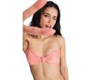 Bandeau-Bikini-Top ROXY "Wavy Baby Bandeau", Damen, Gr. M, rosa (rot orange), Obermaterial: 77% Polyester, 13% Nylon, 10% Elasthan., Bikini-Oberteile