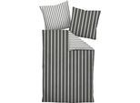 Wendebettwäsche JANINE "modernclassic 39028-28", grau (anthrazit), B/L: 155cm x 200cm, 1 Stk., 1 Stk., Mako-Satin, B/L: 80cm x 80cm, Mako-Satin, Obermaterial: 100% Baumwolle, Bettwäsche, Wendebettwäsche, mit Reißverschluss