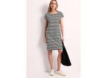 Jerseykleid STREET ONE, Damen, Gr. 36, EURO-Größen, schwarz, Jersey, 73% Viskose, 24% Polyester, 3% Elasthan, gestreift, normal knielang, Rundhals, Bündchen, Kleider Jerseykleid, im Streifendesign