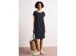Jerseykleid STREET ONE, Damen, Gr. 44, EURO-Größen, shadowed navy, Jersey, 73% Viskose, 24% Polyester, 3% Elasthan, unifarben, normal normal, Rundhals, Bündchen, Kleider Jerseykleid, knielang