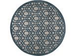 Teppich FLAIR RUGS "Oro", blau, H:4mm Ø:160cm, Kunstfaser, Teppiche, Teppich, fußbodenheizungsgeeignet, samtartiger Flor, geometrisch gemustert