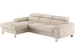 Ecksofa COTTA "Komaris L-Form, B: 244 cm", platinum, B:244cm H:72cm T:166cm, 100% Polyester, Sofas, Ecksofa, mit Kopfteilverstellung, optional Bettfunktion, Bettkasten & Licht