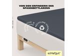 Spannbettlaken SCHLAFGUT "EASY Jersey Elasthan Topper", grau (grau deep), 1 Stk., Jersey, 140-160x200-220 10cm, Jersey, Obermaterial: 95% Baumwolle, 5% Elasthan, Bettlaken, Spannbettlaken, MADE IN GREEN by OEKO-TEX