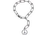 Armband URBAN CLASSICS "Urban Classics Unisex Y Chain Peace Pendant Bracelet" Gr. S, silber, Armbänder, Damen, S/M, Eisen, Armband