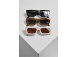 Sonnenbrille URBAN CLASSICS "Urban Classics Unisex Sunglasses Sanremo 3-Pack", Damen, schwarz, toffee, sandweiß, Sonnenbrillen Sonnenbrille