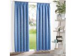 Vorhang WECKBRODT "Sarin", blau (hellblau), B:135cm H:175cm, Microfaser, Polyester, Gardinen, blickdicht, Thermo, wärme-,kälteisolierend, abdunkelnd, Gardine, Store