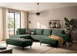 Wohnlandschaft HOME AFFAIRE "mit Hocker, TVINNU, moderne U-Form in Cord oder Leinenoptik", dunkelgrün, B:354cm H:83cm T:193cm, Sofas, Wohnlandschaft, Recamiere rechts/links, stellbar zum Schlafsofa (Krokodilverbinder)