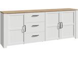 Sideboard FORTE "Bohol, großes Sideboard,Breite 2,20 mtr. Soft-Close, Stauraum", riviera eiche, sibiu lärche hell, B:220,8cm H:87cm T:42cm, Spanplatte, Sideboards, Sideboard, B/H/T 220,8/87/42cm, 3 Türen, 3 SK