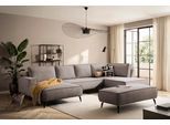 Wohnlandschaft HOME AFFAIRE "mit Hocker, TVINNU, moderne U-Form in Cord oder Leinenoptik", hellbraun, B:354cm H:83cm T:193cm, Sofas, Wohnlandschaft, Recamiere rechts/links, stellbar zum Schlafsofa (Krokodilverbinder)