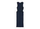 Jerseykleid S.OLIVER JUNIOR, Mädchen, Gr. 140, N-Gr, dunkelblau, Feinripp, Obermaterial: 95% Baumwolle, 5% Elasthan, unifarben, figurbetont lang, Rundhals, Kleider Jerseykleid, mit Cut-outs, gerippte Qualität